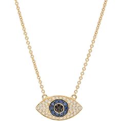 Sofer Jewelry - Evil Eye Necklace in 14K Yellow Gold Fine Jewelry Diamond Necklace With Gemstones For Evening, Evening Diamond Necklace With Gemstone In Fine Jewelry Style, Diamond Gemstone Necklace For Evening, Evening Diamond Gemstone Necklace, Luxury 14k Gold Wedding Necklaces, Luxury Round Diamond Necklace Hand Set, Luxury 14k Gold Wedding Necklace, Oval Diamond Accented Necklaces For Evening, Oval Necklaces With Diamond Accents For Evening