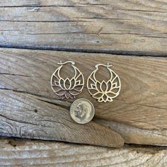 Lotus flower earrings...1 1/8" tall by 1" wide at the widest spot, cast in sterling silver 925...hoops with a snap down post Moon Studs, Sterling Silver Cross, Green Amethyst, Silver Cross, Handmade Sterling Silver, Lotus Flower, Flower Earrings, Earrings Handmade, Handmade Ring