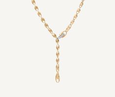 LUCIA 18K Yellow Gold Small Link Lariat With Diamond Clasp CB2443_B_YW_Q6 Marco Bicego, Lariat Necklace, Hand Engraving, Brilliant Cut Diamond, Gold Diamond, Diamonds, Yellow Gold, Chain, Yellow