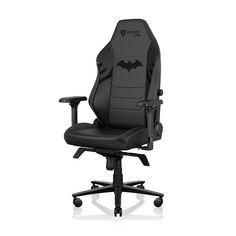 a black office chair with the batman symbol on it