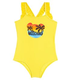 Printed swimsuit in yellow - Moschino Kids | Mytheresa Nylon Summer Beachwear Swimwear, Nylon Beachwear For Summer, Nylon Swimwear For Summer Sunbathing, Nylon Swimwear For Poolside, Summer Nylon Swimwear, Polyamide Beachwear For The Beach, Nylon Beachwear For Poolside, Trendy Summer Polyamide Swimwear, Spring Beachwear Swimwear Made Of Polyamide