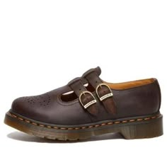 (WMNS) Dr. Martens 8065 Crazy Horse Leather Mary Jane Shoes 'Dark Brown' 30914201 Shoes For Autumn, Doc Marten Mary Janes, Brown Doc Martens, Doc Martens Loafers, Brown Mary Janes, Limited Edition Sneakers, Brown Leather Shoes, Leather Mary Janes, Crazy Horse