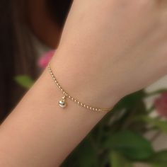 "\"14k Gold Heart Charm Bracelet | Puffy Heart Pendant Bracelet w/ Beaded Gold Ball Chain, Dainty Gift for Woman Daily Use | Gift for Her\" P R O P E R T I E S * Material: 14k Yellow Gold, 14k Rose Gold, 14k White Gold * Charm Dimensions: 0,28\" x 0,24\" // 7mm x 6mm * Ball Diameter: 0,08\" // 2mm (±10%) * Cable Chain Width: 0,04\" // 1mm (±10%) * Weight: 0,063oz // 1,78gr (±10%) * Size: 6\" - 8\" // 15,2cm - 20,3cm (Please contact me for different sizes) ∙ P R O D U C T I O N ∙ ‣ All of our pro Elegant Ball Chain Bracelet As Gift, Elegant Ball Chain Bracelet Gift, Dainty Ball Chain Bracelet For Gift, 14k Gold Beaded Chain Bracelet Gift, Dainty Yellow Gold Charm Bracelet With Round Beads, Dainty Gold Bracelet With Beaded Chain For Gift, Elegant Charm Bracelet With Heart And Round Beads, Dainty Gold Bracelet With Beaded Chain As Gift, 14k Gold Chain Bracelet With Round Beads Gift