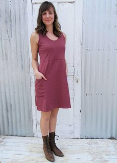 "This cute dress has a comfortable relaxed fit. The casual fit is perfect for dressing up or down. Great for teachers! It layers beautifully, and looks cute with a shirt under it or a jacket over it. Or, you can order it with mid or long sleeves to get more coverage. * Short Sleeveless Dress * Scoop neck * Two side pockets * 38\" from shoulder to hem (can be customized) COLOR Pictured in Clay. See images and drop-down menu for all color options. SIZES Made to order in sizes XS-3X or Custom. See Casual Mid-length Cotton Dress, Casual Everyday Dresses For Fall, Casual Cotton Loungewear Dress, Relaxed Fit Loungewear Dress With Side Pockets, Relaxed Fit Dresses With Side Pockets For Loungewear, Casual Loungewear Dress With Relaxed Fit, Casual Relaxed Fit Dress For Loungewear, Sleeveless Loungewear Dress With Pockets, Sleeveless Lounge Dress With Pockets