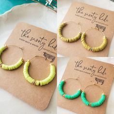 New beaded hoops! You can choose your favorite color: Lemongrass, olive green,  or kelly green ☆Don't hesitate to ask me any questions. 😉 ☆Drop and with is approx 1.75 inches. Ear hook is nickel-free, raw brass metal gold beads are 18k gold plated ☆Once payment has been received, it takes 2-4 days for processing and/or handmaking (weekend & holiday don't count). Your item will ship via USPS which usually takes anywhere from 2-3 days, depending on what's going on in the world. :)  ☆If you have any additional questions, please send me a convo. I will respond within 24 hours. Please know that colors can vary from different monitors. I do my best to photograph my products in natural lighting to portray true color of products. ☆☆Thank you for stopping by mamacita! We can keep also keep in touc Green Hoop Earrings As Spring Gift, Green Spring Hoop Earrings For Gift, Green Hoop Earrings Spring Gift, Handmade Hoop Earrings For Everyday Summer Wear, Green Hoop Earrings For Spring, Green Summer Jewelry For Everyday, Green Hoop Earrings As Summer Gift, Summer Everyday Green Jewelry, Green Hoop Earrings For Gifts