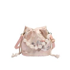 The Blossom-Petal Beaded Shoulder Bag brings a touch of traditional elegance to your modern wardrobe. Inspired by Han Chinese clothing accessories, this exquisite bag features intricate floral embroidery and a delicate bead handle, adding a sophisticated charm to any outfit. Its compact size is perfect for carrying your essentials, while the drawstring closure ensures your belongings stay secure. Ideal for both casual and formal occasions, this bag is a versatile accessory that seamlessly blends traditional aesthetics with contemporary fashion. Beaded Shoulder Bag, Shoulder Bag Pink, Reindeer Headband, New Chinese Style, Modern Wardrobe, Chinese Clothing, Shoulder Bag Black, New Chinese, Shoulder Messenger Bag