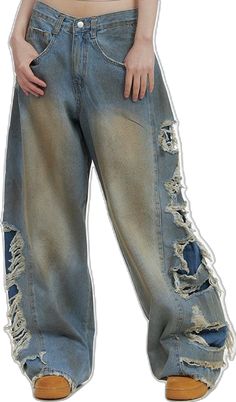 Baggy Grunge Flare Jeans For Streetwear, Casual Jeans For Festival In Fall, Faded Distressed Jeans For Spring, Hip Hop Style Denim Jeans For Fall, Y2k Style Distressed Pants For Spring, Y2k Distressed Pants For Spring, Trendy Ripped Cargo Jeans For Spring, Y2k Distressed Cargo Jeans For Streetwear, Summer Cotton Jeans With Holes