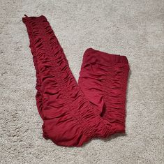 Red Strechy Leggings Red Stretch Footless Bottoms, Fitted Red Leggings For Loungewear, Red Thigh High Stretch Leggings, Trendy Red Leggings For Spring, Trendy Red Fitted Leggings, Trendy Fitted Red Leggings, Red Fall Leggings For Loungewear, Stretch Burgundy Leggings For Fall, Burgundy Stretch Leggings For Fall