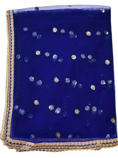 "Women Net Embroidered Dupatta 42\" x 2.50 Meters Designer Long Net Bridal Sequins Work Dupatta Stole Veil Stole Hijab Sarong Bridesmaid Chunni, Dupatta on skirts  *Fabric :net *Occasion: brides wear dupatta, Bridesmaids wear, haldi wear, wedding wear, anniversary, party wear, dupatta on skirts, dupatta on top, dupatta on suit, baby shower, mehendi wear dupatta. *Length: The size of this dupatta is 42\" wide and 2.5 meters long A very delicate dupatta made of net fabric. This dupatta is very versatile as it is sheer and takes on the colour of the garment you are wearing. This dupattas can be teamed with any salwar kameez, lehenga choli, patiala suit. It is very handy to have these dupattas in your wadrobe. The fabric is very soft and is embroidered with golden sequence all over the dupatta Haldi Wear, Blue Dupatta, Golden Lace, Patiala Suit, Awesome Blouse, Embroidered Dupatta, Net Fabric, Bride Wear, Anniversary Party