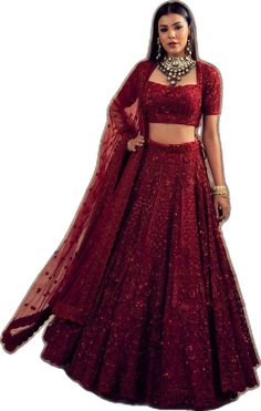 Red Gown For Reception And Navratri, Red Gown For Navratri Reception, Red Gown For Reception At Navratri, Red Gown With Sheer Dupatta For Diwali, Red Anarkali Choli With Sheer Dupatta, Designer Red Lehenga For Navratri, Red Lehenga With Dupatta For Reception, Red Semi-stitched Sharara For Reception, Red Georgette Choli For Party