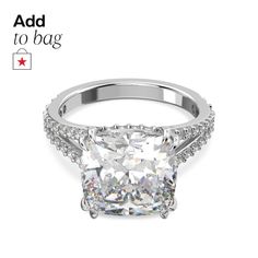 in stock Elegant Diamond Ring With Side Stones As Gift, Luxury Jewelry With Side Stones As Gift, Luxury Jewelry With Side Stones For Gift, Cushion Cut Diamond Ring With Vs Clarity, Luxury Silver Jewelry With Side Stones, Cocktail Ring, Cocktail Rings, Prong Setting, Silver Tone