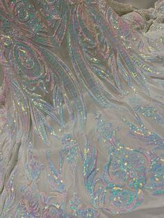 Iridescent Sequin Fabric For Spring Party, Prom Dress Sequin, Fitted Iridescent Sequin Fabric With Glitter, Glamorous Iridescent Sequin Fabric With Glitter, Elegant Multicolor Lace Sequin Fabric, Glamorous Iridescent Shimmer Sequin Fabric, Sequins Fabric, Sequin Prom Dress, Dress Sequin