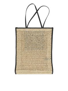 Leather-Detailed Straw Bag - Beige/Black - ARKET WW Google Marketing, Marketing Communication, Direct Marketing, Trainer Boots, Paper Straws, Influencer Marketing, Personal Marketing, Dresses With Leggings, Beanie Hats