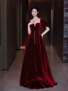 Vampire Dress, Vampire Clothes, A Line Prom Dress, Cute Shop, Stitching Dresses, Dress Velvet, Burgundy Velvet, Fairytale Dress, A Line Prom Dresses