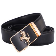 Men's Luxury Genuine Leather Belt - Horse Buckle Product Description Enhance your wardrobe with our Men's Luxury Genuine Leather Belts featuring an exquisite horse buckle. Crafted from high-quality genuine leather, these belts are designed to elevate both business and casual outfits. Available in gold and silver buckle options, these belts are perfect for the modern man seeking style and durability. Key Features: Material: High-quality genuine leather, very durable to use Buckle Type: Automatic Luxury Horse, Formal Belts, Mens Designer Belts, Laptop Backpack Mens, Belts For Men, Belt Men, Luxury Belts, Mens Shoes Casual Sneakers, Designer Belts