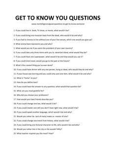 a question sheet with the words get to know you questions