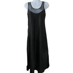 Vintage 1980s Inner Most Black Night Gown Sheer Nest Yoke Front And Back With Embroidery On Back Sexy Sheer Lingerie In Polyester Satin Brand: Inner Most (Sears) Tag Size: Small 46" Length From Shoulder To Hem 17" Across Chest Underarms Excellent No Defects Noted, This Item Could Be Deadstock, Unworn. Item#0450/081520 Sleeveless Slip Dress Bias Cut For Loungewear, Sleeveless Bias Cut Slip Dress For Loungewear, Black Sleeveless Maxi Dress For Loungewear, Sleeveless Bias Cut Summer Nightgown, Sheer Sleeveless Slip Dress For Night, Sleeveless Bias Cut Sleepwear, Sheer Sleeveless Nightgown For Party, Black Evening Sleepwear For Summer, Black Summer Evening Sleepwear