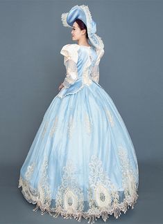 Blue Cinderella Cosplay Lolita Dress Rococo Marie Antoinette Fairytale Fancy Dress     Condition: Brand New   Color:  As Picture   Material: Satins And Lace   Silhouette: Ball Gown   Sleeve Length: Full Sleeve   Dresses Length:Floor-Length   Neckline: O-Neck   Decoration: Lace   Style: Vintage     Includes: Dress + Hat Blue Victorian Dress With Ruffles For Fancy Dress, Blue Victorian Dress With Ruffles For Costume, Blue Fitted Medieval Dress For Cosplay, Princess Style Victorian Dress With Ruffles For Costume, Blue Victorian Ball Gown For Costume Party, Princess Style Victorian Dress For Costume Party, Princesscore Ball Gown For Costume Party, Ruffled Costumes For Cosplay Events, Cosplay Costumes With Ruffles For Fancy Dress