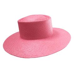 The Painter hat in electric bubblegum pink woven straw. Hand blocked and finished in Nashville. Hat Size 22.5", medium 3.75" brim Crown Height - 3 1/4" in front, 3 1/2" on side Fitted with grosgrain head size ribbon Ready to ship Pink Flat Brim Fedora For Spring, Pink Fedora With Curved Brim, Pink Flat Brim Sun Hat, Pink Flat Brim Sun Hat For Vacation, Pink Wide Brim Sun Hat, Pink Short Brim Fedora For Spring, Pink Adjustable Curved Brim Fedora, Pink Adjustable Fedora With Curved Brim, Adjustable Pink Fedora With Curved Brim