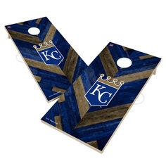 Kansas City Royals Cornhole Board Set - Herringbone Design Veneer Plywood, Birch Veneer, Cornhole Board, Team Bags, Corn Hole Game, Cornhole Bags, Herringbone Design, Sports Toys, Cornhole Set