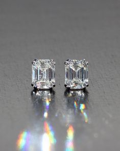 Yes, they are stunning studs: two big emerald-cut stones in your ears make your look truly fancy! Measures: 6ct or 10mm x 8 mm ❤ If you have any questions - feel free to text me. ❤ All jewelry comes in a pretty gift box, ready to be given as a gift. Luxury Silver Emerald Cut Earrings, Silver Emerald Cut Diamond Earrings, Silver Diamond Earrings With Emerald Cut, Sterling Silver Diamond Earrings With Emerald Cut, Emerald Cut Diamond White Earrings With Diamond Accents, Emerald Cut Diamond Accent Earrings For Anniversary, Elegant Emerald Cut Earrings In Brilliant Cut, Emerald Cut Diamond White Earrings With Accents, White Emerald Cut Diamond Earrings With Accents