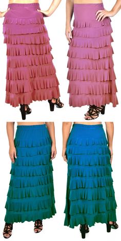 Women Waterfall Ruffled 8 Tiered Boho Layered Maxi Skirt | Etsy Layered Maxi Skirt, Apostolic Clothing, Ruffle Skirts, Running Skirt, Buy Skirts, Beautiful Skirts, Womens Skirts, Oct 30, Office Casual