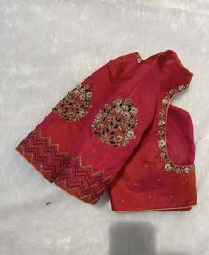 Hand embroidered ready made saree blouse / crop top/stitched saree blouse usa / reddish pink saree blouse/modern blouse/zardosi blouse/red saree blouse/ pure silk blouse/ maggam work blouse        It is very true that a perfect blouse is the one which makes your saree look stand out !! If you find one of such a style that you have been wanting to have then dont let it go !! we carry such unique trending blouses that instantly add a stylish look to any saree !!      Here is a beautiful Hand embro Gandaberunda Blouse Design, Saree Blouse Modern, Red Saree Blouse, Pink Saree Blouse, Pink Blouse Designs, Red Silk Blouse, Maggam Work Designs, Maroon Blouse, Maggam Work Blouses