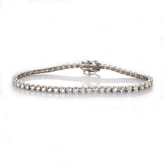 Bracelets 6" / White Gold Medium 14K Gold and Diamond Tennis Bracelet 3 ct 4-Prong Setting Bezel Set Earrings, Signature Bracelet, Multiple Bracelets, Diamond Stacks, Bridal Diamond Jewellery, Diamond Education, Linking Rings, Diamond Charm, Bridal Bands