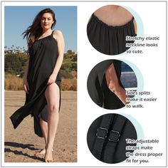 Step into the sun with the Solaris Women’s Swimsuit Cover Ups, a perfect blend of style and comfort for your summer escapades. This full-length chiffon beach dress is your ideal companion for poolside lounging or beach frolicking.

- Material: Chiffon
- Color: Black
- Gender: Female
- Age Group: Adult
- Dress Type: Sleeveless, Casual Sundress
- Features: Spaghetti Strap, Stretchy Elastic Neckline, Sleeveless
- Pattern: Solid Color
- Season: Ideal for Spring, Summer, and Autumn

Crafted from ligh Summer Sundress With Built-in Bra For Vacation, Casual Beach Dresses With Built-in Bra, Vacation Sundress With Spaghetti Straps And Built-in Bra, Beach Maxi Dress With Built-in Bra, Vacation Dresses With Spaghetti Straps And Built-in Bra, Sleeveless Sundress With Built-in Bra For Vacation, Beach Sundress With Built-in Bra, Casual Summer Maxi Dress With Built-in Bra, Beach Season Halter Neck Maxi Dress With Adjustable Straps