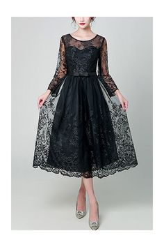 10% off now! Shop black lace illusion long sleeved midi party dress online. Sheprom offers formal, party, casual & more style dresses to fit your special occasions. Long Sleeve Midi Party Dress, Midi Party Dress, Lace Dress Styles, Party Dresses Online, Black Lace Dress, Long Sleeve Midi, Formal Party, Style Dresses, Your Special