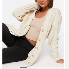 Brand New Trendy Cable Knit Outerwear, Trendy Cream Cable Knit Outerwear, Trendy Cable Knit Cream Outerwear, Forever 21 Knit Sweater For Fall, Forever 21 Fall Knit Sweater, Forever 21 Long Sleeve Winter Cardigan, Casual Fall Sweater By Forever 21, Trendy Long Sleeve Cardigan From Forever 21, Casual Forever 21 Sweater For Fall