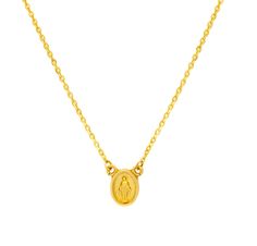 Embrace your adventurous spirit with our 14K Gold Miraculous/Guadalupe Medal Necklace. This 18/16" necklace is the perfect fusion of charm and grace, making it a daring addition to any ensemble. Symbolizing courage and fortitude, wear this exquisite piece to showcase your boldness and strength. Take a leap of faith and adorn yourself with this miraculous necklace! Yellow Gold Miraculous Medal Oval Pendant Necklace, Yellow Gold Oval Pendant Necklace With Miraculous Medal, Yellow Gold Necklace With Miraculous Medal, Yellow Gold Necklace With Miraculous Medal Round Pendant, Spiritual Yellow Gold Our Lady Of Guadalupe Jewelry, 14k Yellow Gold Miraculous Medal Necklace, 14k Yellow Gold Necklace With Miraculous Medal, Spiritual Yellow Gold Necklace With Miraculous Medal, Spiritual Oval Our Lady Of Guadalupe Necklace