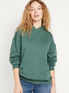 Oversized Pullover Hoodie | Old Navy Slim Fit Hoodie, Simple Sweatshirt, Hoodie Green, Oversized Pullover, Oversize Hoodie, Knit Cuff, Petite Size, Fleece Hoodie, Pullover Styling