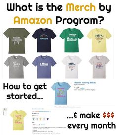 an ad for the amazon program showing different t - shirts with words that read, what is the march by amazon program? how to get started?