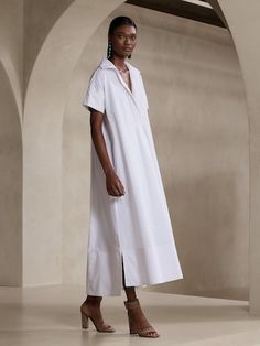 Women's Dresses | Banana Republic White Poplin Dress, No Waist, Poplin Dress, Oversized Style, White Maxi, Banana Republic Dress, White Maxi Dresses, Printed Maxi, Cocktail Dress Party