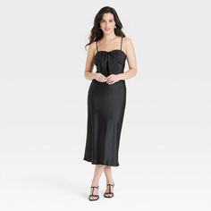 Women's Bow Midi Shift Dress - A New Day™ Black M Bow Dress Black, Black Bow Dress, Maxi Bodycon Dress, One Shoulder Midi Dress, Midi Shift Dress, Target Dresses, Mini Sundress, Ruched Midi Dress, Bow Dress