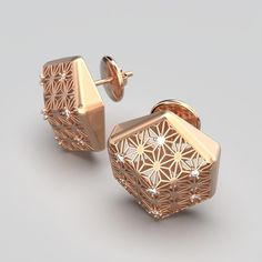 Gold Geometric Earrings For Formal Occasions, Modern Diamond-shaped Earrings For Formal Occasions, Modern Diamond-shaped Earrings For Formal Events, Luxury Gold Octagon Earrings, Luxury Diamond-shaped Earrings, Elegant Gold Geometric Earrings, Elegant Geometric Gold Earrings, Elegant Yellow Gold Geometric Earrings, Octagon Earrings With Diamond Accents As Gift