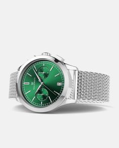 Case diameter: 39 mmCase thickness: 11.15 MMMaterial: Rhodium-plated 316L stainless steelDial: Green dial in brassIndex & hands: Polished stainless steelGlass: Sapphire CrystalMovement: Seiko VK64 HybridWater Resistance: 10 ATM (snorkeling)Strap: Mesh strap in Rhodium-plated 316L stainless steelSize: All our straps are adjustable and fit wrists of all sizesLug width: 20 mmPackaging: Luxurious leather box with green outer boxUnisex: Yes watches, mens,Warranty: 2-year International WarrantyReturn Leather Box, Sardinia, Sapphire Crystal, Snorkeling, Rhodium Plated, Silver Plate, Black Leather, Buckle, Brass