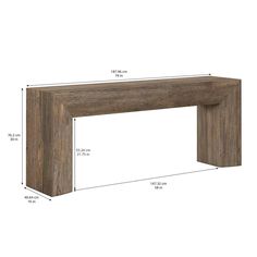 an image of a wooden shelf with measurements