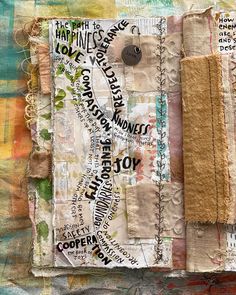 mixed media collage with words and images