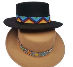 Beaded Fedora hat perfect for the summer season. This hat fits all Artisan Fitted Fedora For Western-themed Events, Gifts Fir Mom, Artisan Brown Fedora For Western-themed Events, One-size Multicolor Fedora Hat, Black Fedora Hat For Western-themed Events, Western-themed Fedora With Feathers, Chapeau Cowboy, Fedora Hat, Summer Season