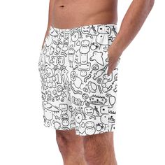 These ZEF swim trunks have everything you need for a hot summer day--they're quick-drying and breathable, have multiple pockets for your belongings, and feature a silky, anti-chafe inner liner. Get yours now! * Fabric composition: (may vary by 5%) 91% recycled polyester, 9% spandex * Liner composition: 92% polyester, 8% spandex * Fabric weight (may vary by 5 5.13 oz/yd² (174 g/m²)  * Four-way stretch water-repellent microfiber fabric * Anti-chafe mesh inner liner * Elastic waistband with drawcor Relaxed Fit Swim Trunks With Pockets For Beachwear, White Summer Swim Trunks With Pockets, Summer Relaxed Fit Boxer Briefs With Elastic Waistband, Relaxed Fit Boxer Briefs With Elastic Waistband For Summer, White Swim Trunks With Pockets For Sports, White Swimwear With Pockets In Short Length, Travel Shorts With Built-in Liner For Summer, White Boxer Briefs For Sports In Summer, White Boxer Briefs For Summer Sports