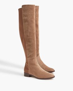 Shop for the Knee-high boots with stretch for women. Find the best selection of women womens-categories-shoes-boots available in-stores and on line. Beige Knee High Boots, Interview Clothes, Fall Suit, Comfortable Boots, Maternity Shops, Linen Shop, Flat Boots, Matching Family Outfits, Family Outfits