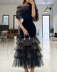 Color: black, Size: S Form Fitting Black Dress, Mesh Party Dress, Maxi Rok, Glamorous Party, Black Party Dresses, فستان سهرة, Solid Color Dress, Black Evening Dresses, Maxi Dress Formal