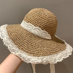 Parent Child Straw Hat ins Lace up Hollow Grass Knitted Hat Women's Summer outing Sun Protection Beach Beach Beach Sun Hat Lace Department Name: ADULT Applicable Scene: Travel Gender: WOMEN Feature: Sun Protection Applicable Season: Spring and Summer Item Type: Sun Hats Choice: yes School Pencil Case, Fisherman Hat, Head Accessories, Knitted Hat, Khaki Color, Sun Hat, Earring Backs, Straw Hat, Sun Hats