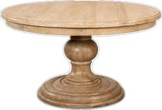 a round wooden table with two pedestals on each side and an oval base at the top