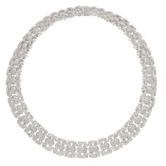 Diamond, 18k White Gold Necklace The necklace features full-cut diamonds weighing a total of approximately 21.60 carats, set in 18k white gold. Gross weight 156.00 grams. Length: 17-3/4 inches Diamond Average Color: H Diamond Average Clarity: SI Diamond Shapes: Round Brilliants Diamond Count: 1000+ Overall Condition: One Diamond is Missing Notes: Marked: 18K. Brides Jewelry, Victorian Pendant Necklace, Coins Jewelry, Elegant Choker, The Bling Ring, Stylist Outfit, Small Collectibles, Marquise Shape Diamond, Pearl And Diamond Necklace