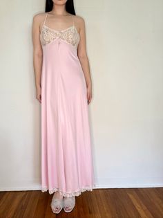 Vintage Slip Dress For Wedding Night, Spring Evening Satin Nightgown, Fitted Nightgown For Night, Fitted Sheer Satin Nightgown, Sheer Fitted Nightgown For Spring, Spring Evening Nightgown With Lace Trim, Fitted Feminine Evening Nightgown, Sheer Fitted Nightgown For Bedtime, Feminine Fitted Slip Dress For Bedtime