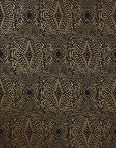 an image of a black and gold wallpaper with geometric designs on it's surface