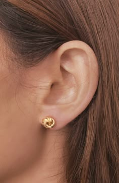 Bony Levy 14K Gold Knot Stud Earrings | Nordstrom Small Earrings Gold, Gold Knot Earrings, Gold Earrings Indian, Simple Gold Earrings, Gold Earrings Models, Minimalist Earrings Gold, Modern Gold Jewelry, Knot Stud Earrings, Bony Levy